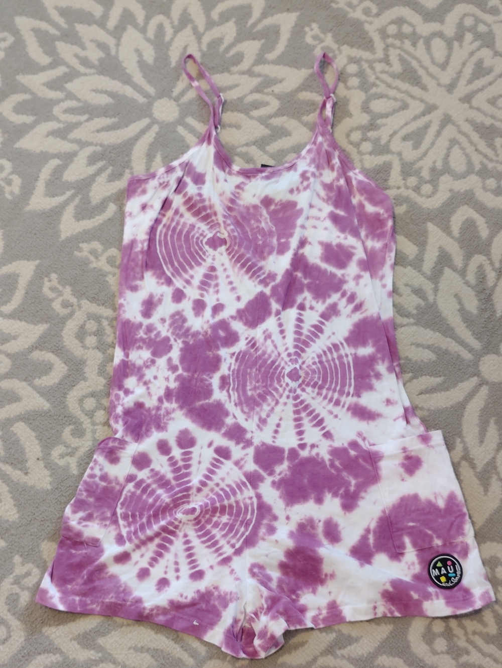 Maui and Sons Purple & White Tie-Dye Girls Romper